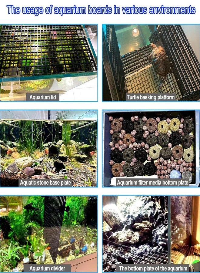 لوحة فاصلة بلاستيكية سوداء من VAYINATO®، لوحة عزل شبكية، وغطاء زجاجي لحوض السمك، مشبك تثبيت (4 مشابك على شكل صندوق بيض / 8 مشابك أكريليك شفافة، 6 مم) - Image 2